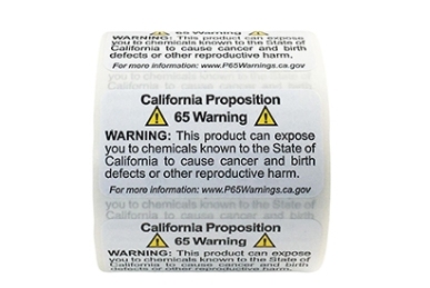 Prop CA65 warning label for jewelry