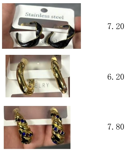 Stainless steel earrings price points in Dongguan city, China.