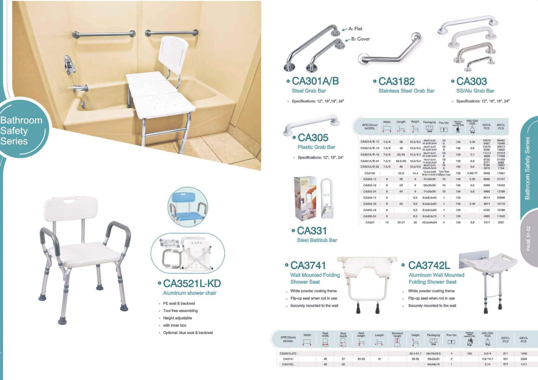 Bathroom safety chair, safety seat, safety stool catalog.