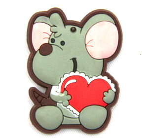 Silicone/Rubber fridge magnets Cute cartoon animals mouse with love heart #02021-016