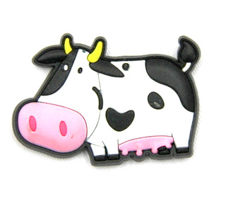 Silicone/Rubber fridge magnets Cute cartoon animals black and white cow #02021-023