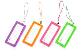 Silicone/Rubber Luggage Tags, narrow,mini, with elastic string , #02032-2