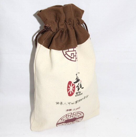 Reusable promotional cotton/canvas drawstring bag with custom print/logo, #04-044