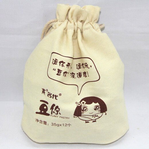 Reusable promotional cotton/canvas drawstring bag with custom print/logo, , #04-052