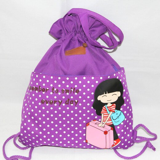 Promotional Polyester Fabrics Drawstring Bags/Backpack in China Yiwu ,cute girl, #04-102