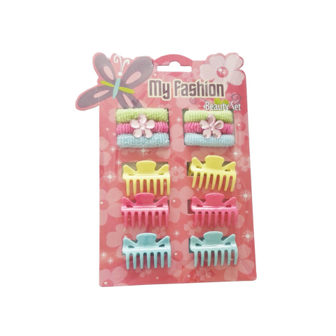 My Fashion Beauty Set - 12 pcs girl hair accessories set: clip, band, comb, flower, cute