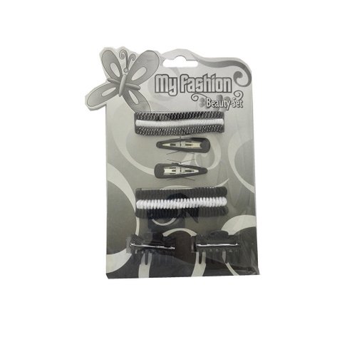 Hair Accessories Set With Display Box, Black & White 1