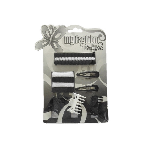 Hair Accessories Set With Display Box, Black & White 9