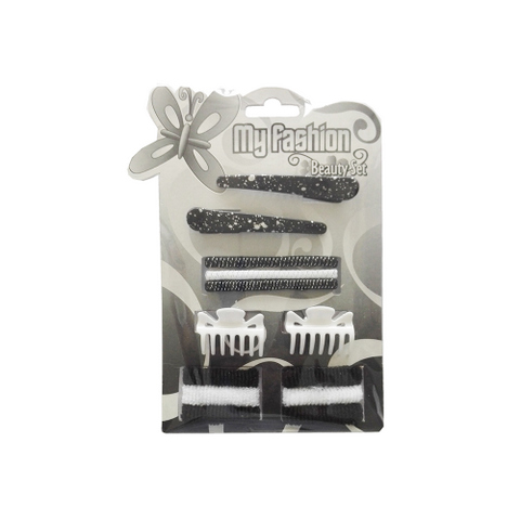 Hair Accessories Set With Display Box, Black & White 11