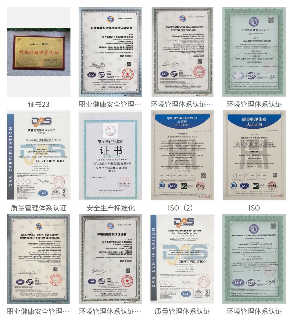 YongKang HuangTing Outdoor Products Factory Certifications