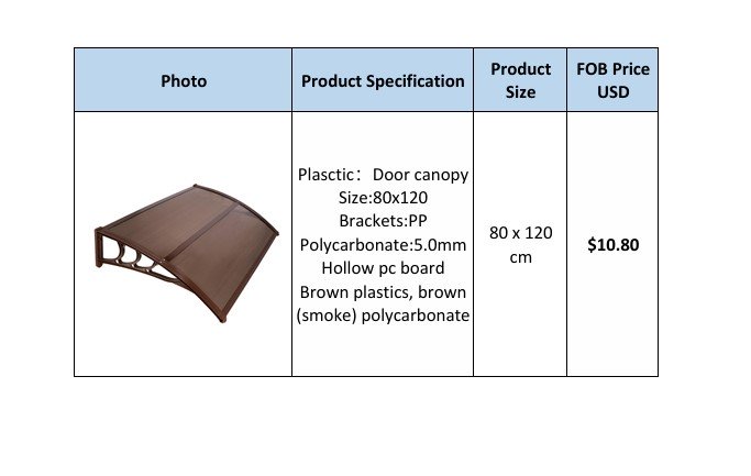 door canopies China price.