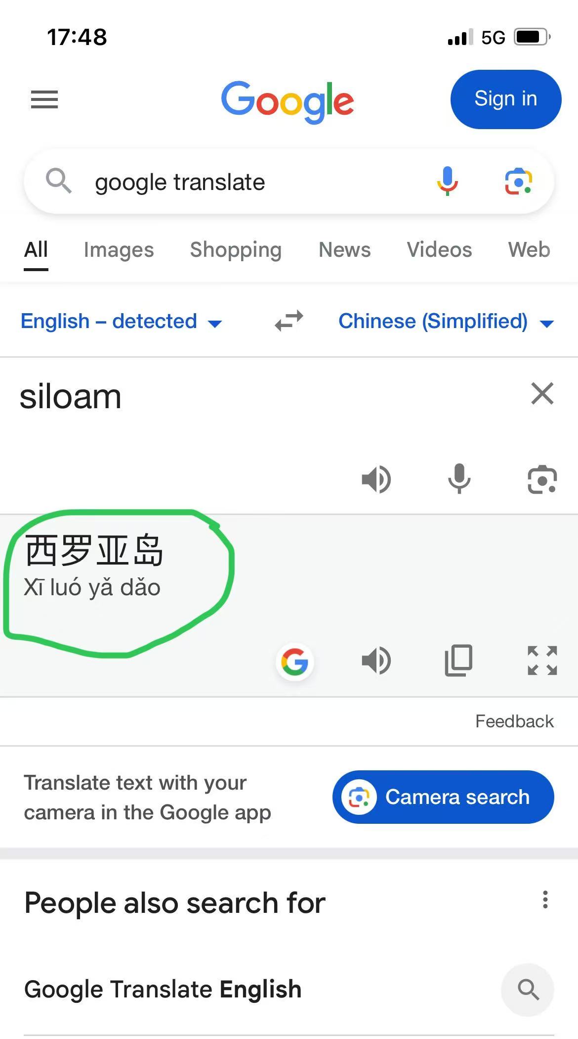 google translate siloam to Chinese