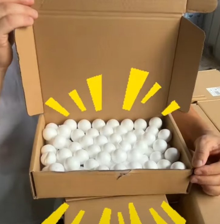 How to pack super light small foam balls by 100pcs per box by hand?